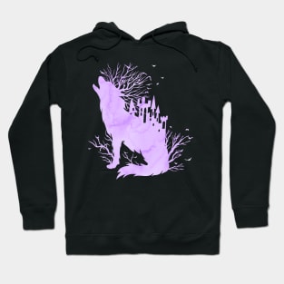 Fairy Tale Ice Wolf Castle and Trees Hoodie